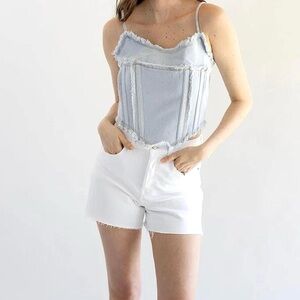 Altar’d State Light Wash Denim Corset Top Size M